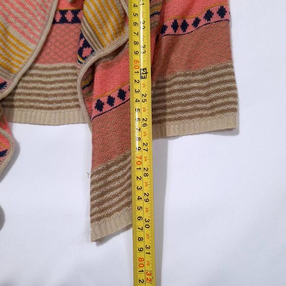 BLUE RAIN Drapey Cardigan Duster Wm S Sleeveless Stripe Knit Vest Boho Aztec - Picture 9 of 9